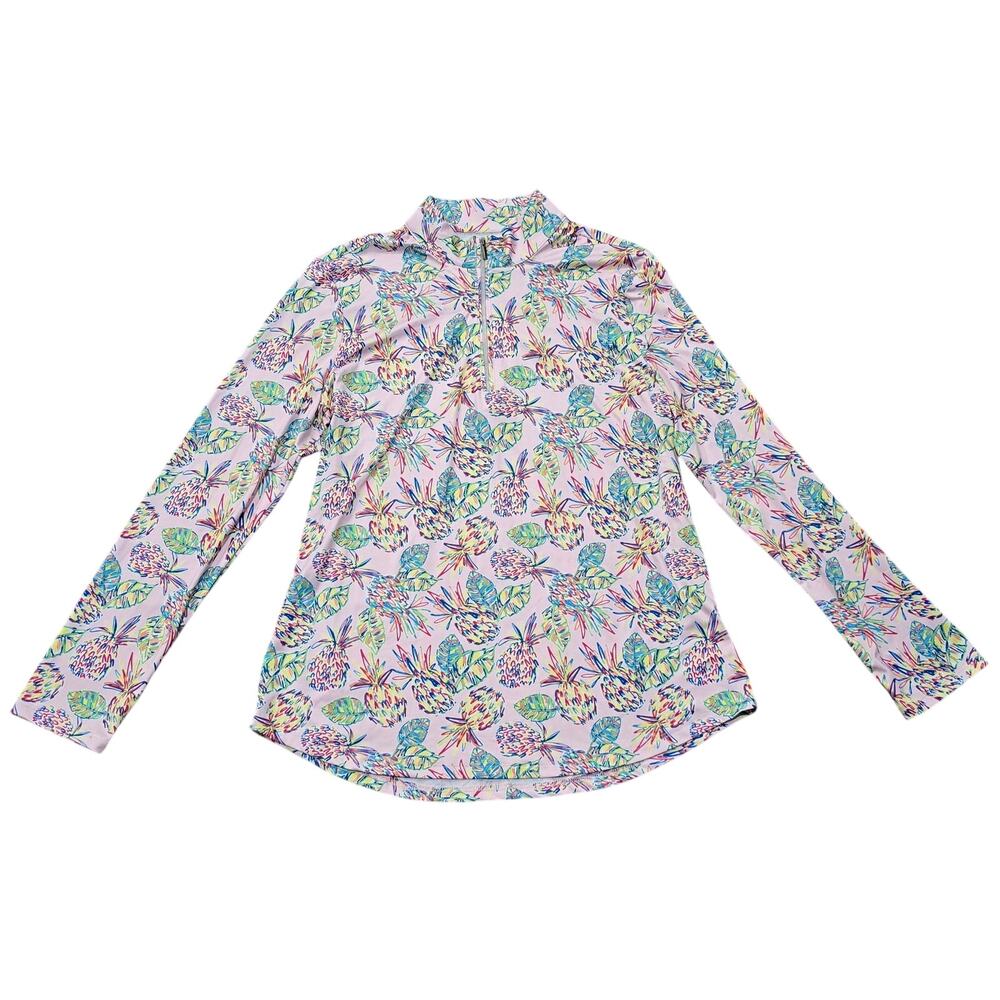 Emerald 18 Pink Pineapple Golf Tennis Long Sleeve Shirt 1/4 Zip
